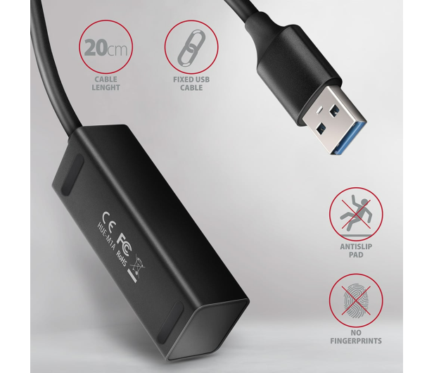 Axagon HUE-M1A, 4x USB 3.2 Gen 1 MINI hub, metalowy, USB-A 20cm - 1353430 - zdjęcie 4